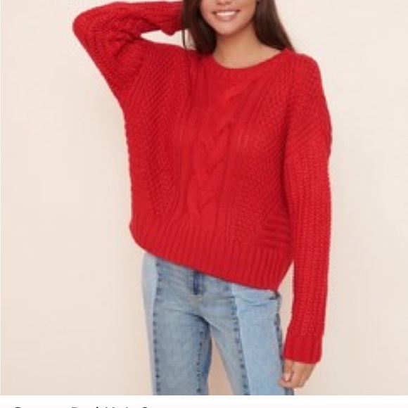 Garage Red Cable-knit Sweater Size XS Great Condition - Picture 2 of 5